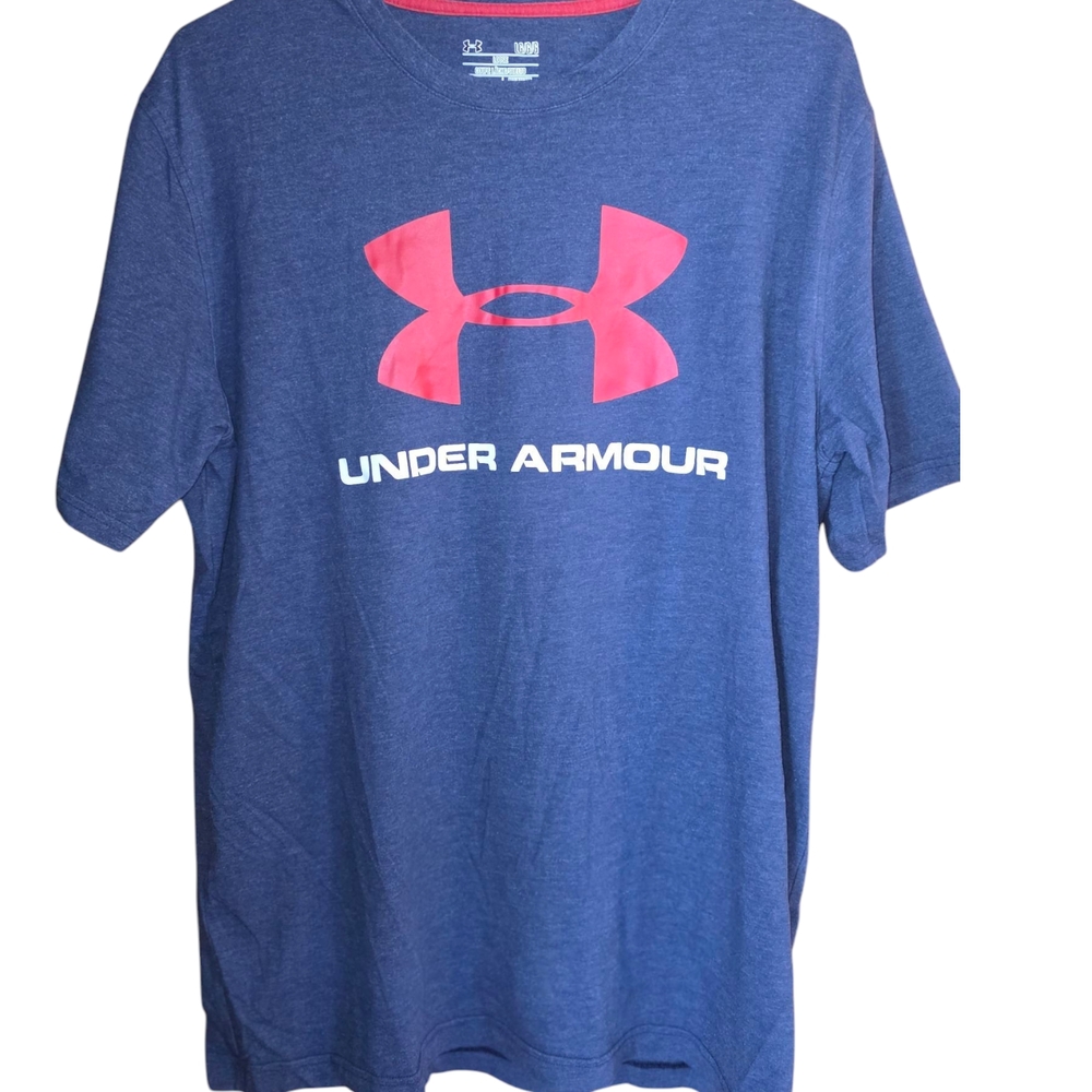 Under Armour Blue and Red Short Sleeve Tee